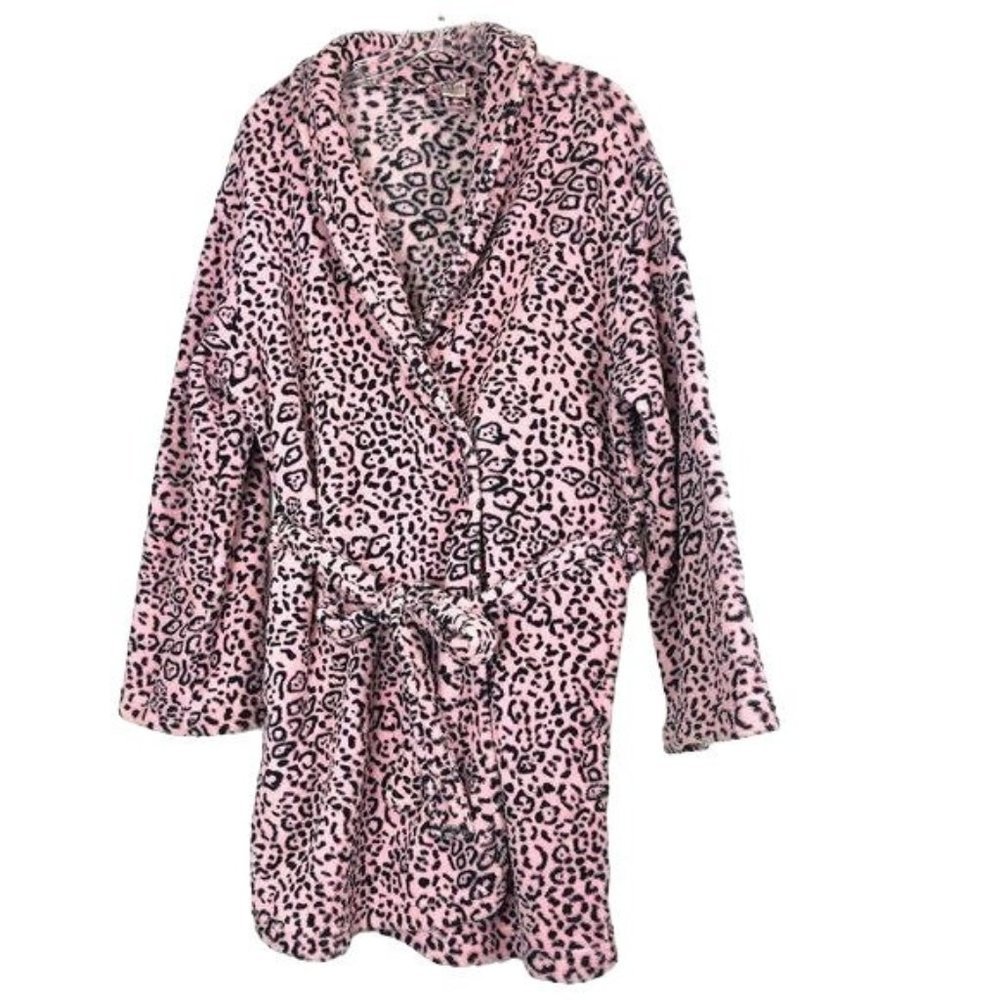 ULTA Pink Leopard Print Fluffy House Coat Robe Size S/M